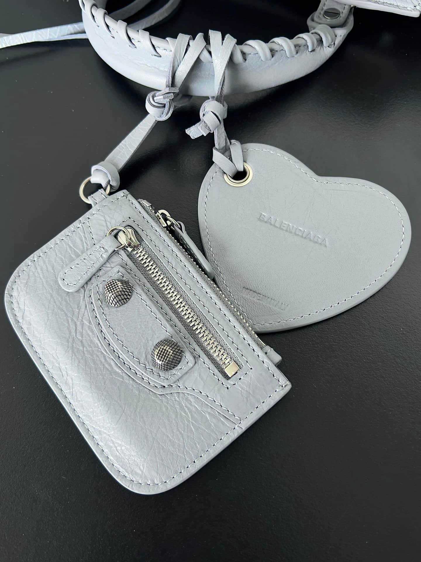 Balenciaga Small Neo Cagole City bag in grey blue lambskin leather High