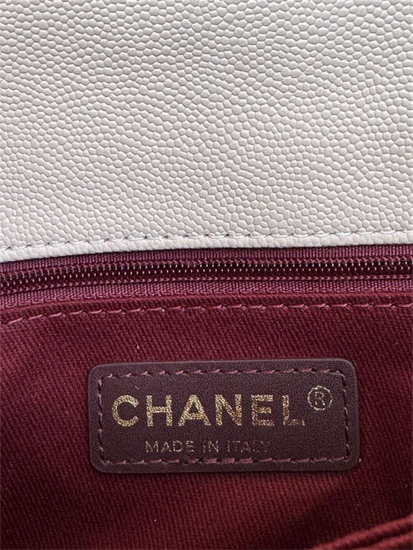Medium FLAP BAG WITH TOP HANDLE Grained Calfskin Pink Gold Metal High
