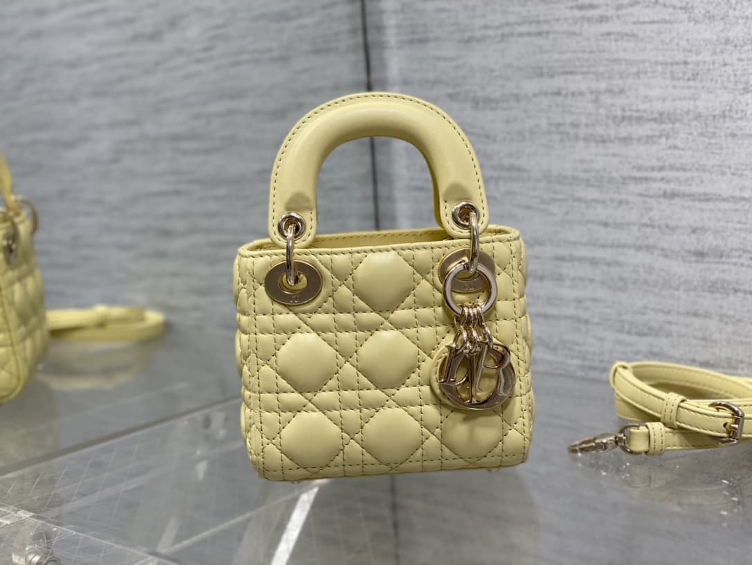 MICRO LADY Dior BAG Cannage Lambskin Yellow High
