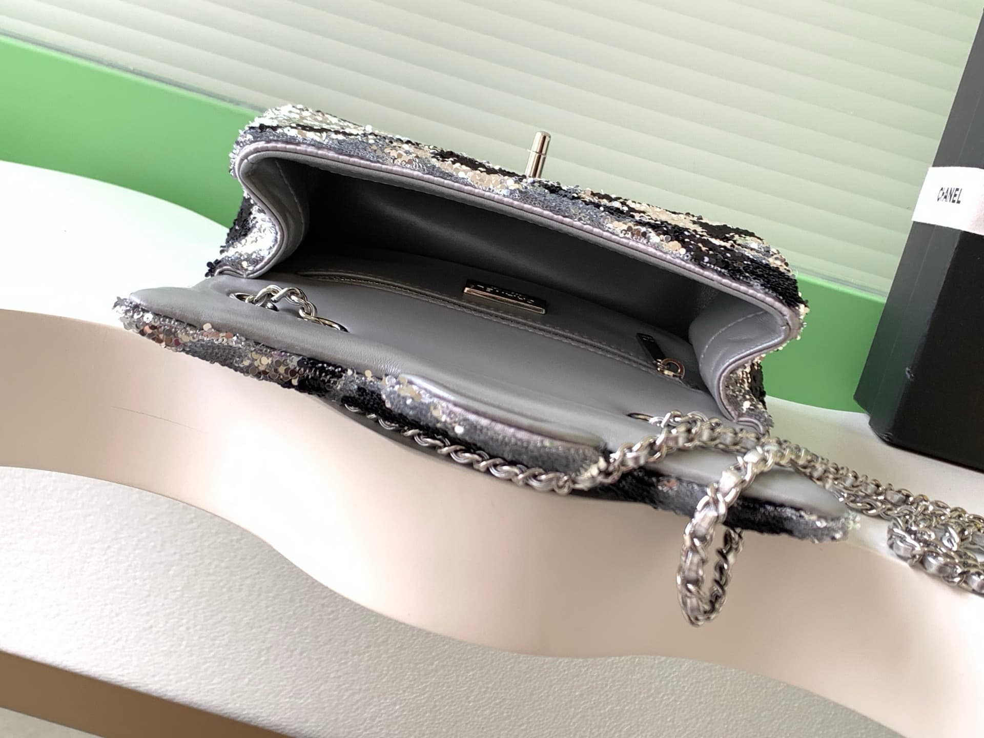 Chanel Flap Bag Sequins & Silver-Tone Metal AS4561  A