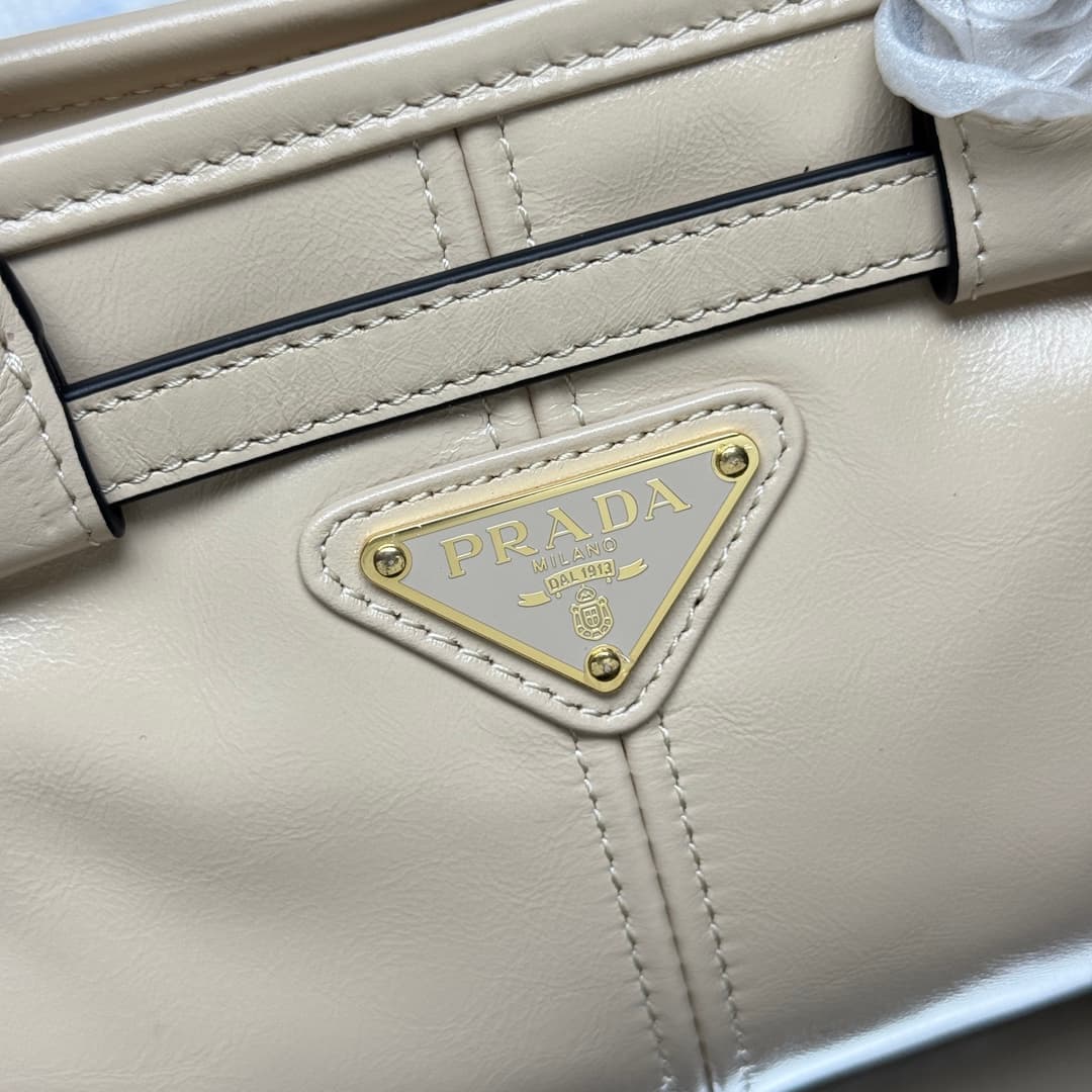Prada Bonnie leather mini handbag Calfskin leather 1BA486 Travertine High