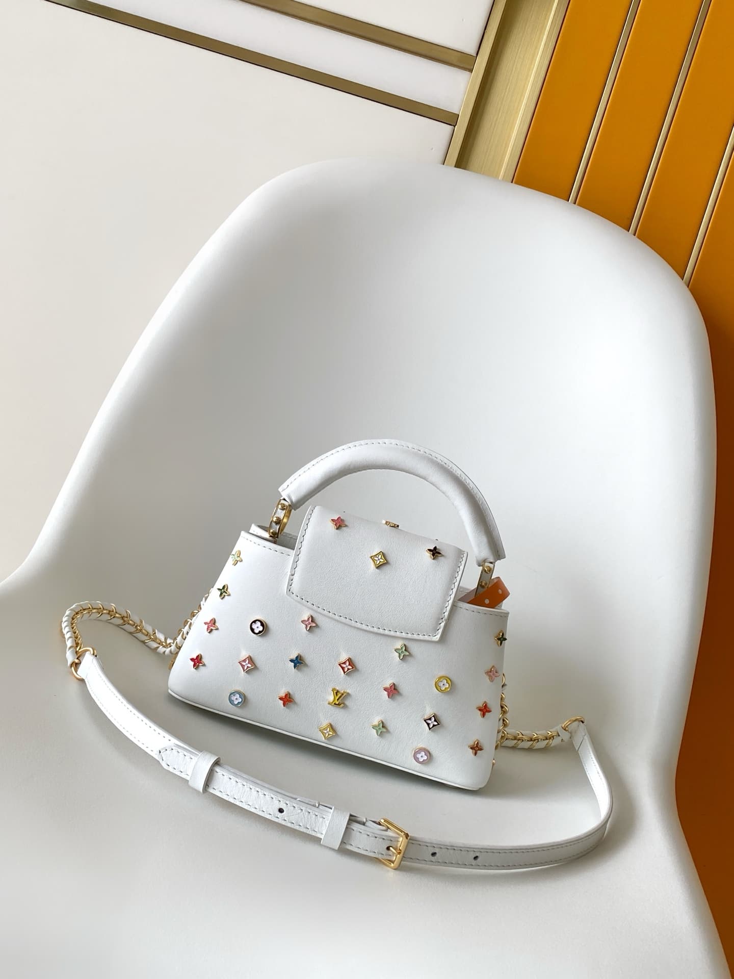 Louis Vuitton x TM Capucines East-West Mini Snow Cowhide leather M27636 TOP