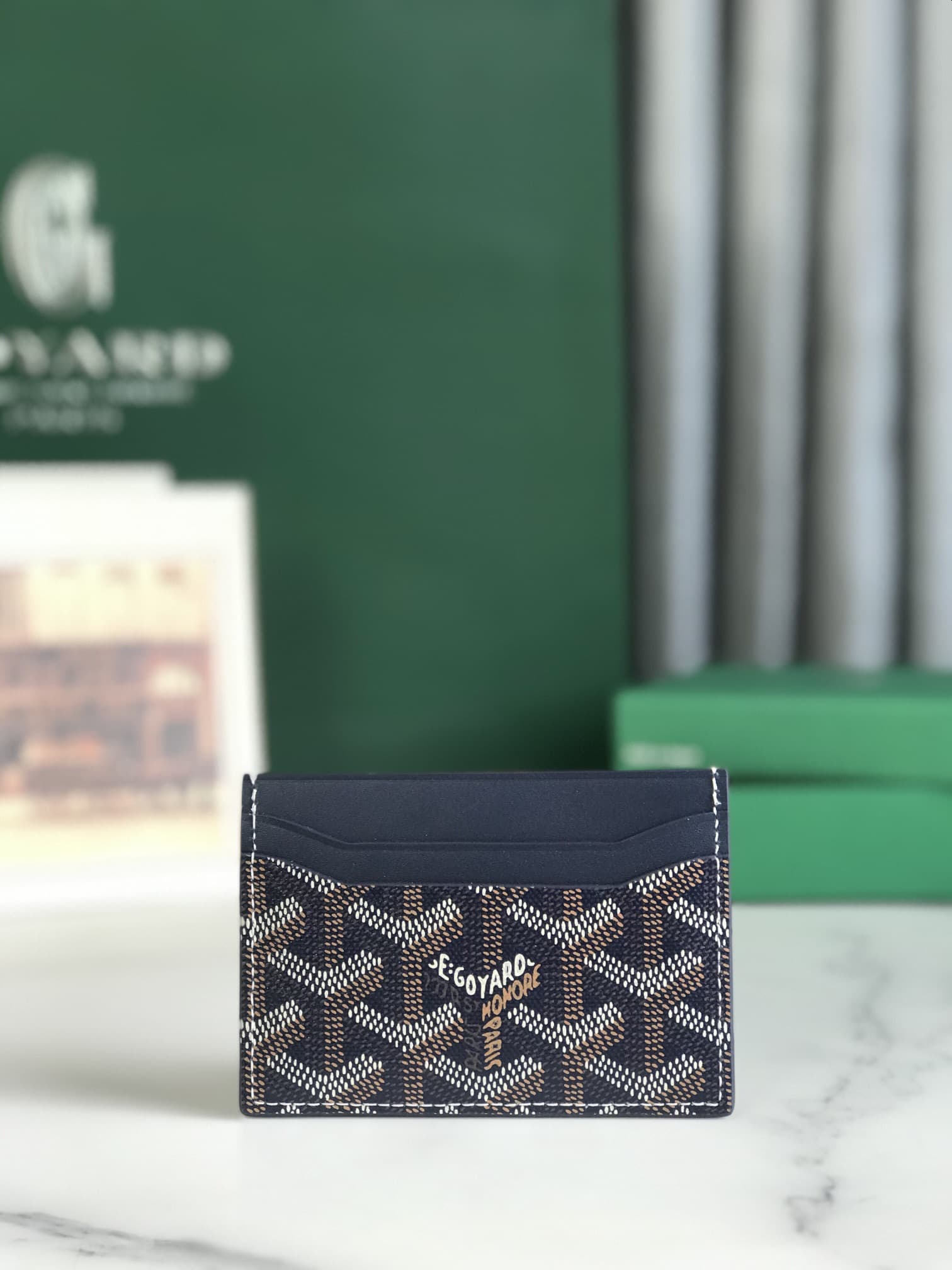 Goyard Saint Sulpice Card Wallet Navy Blue High