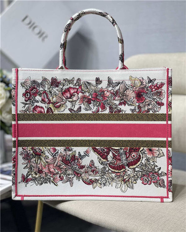 MEDIUM Dior BOOK TOTE Embroidery Butterfly High