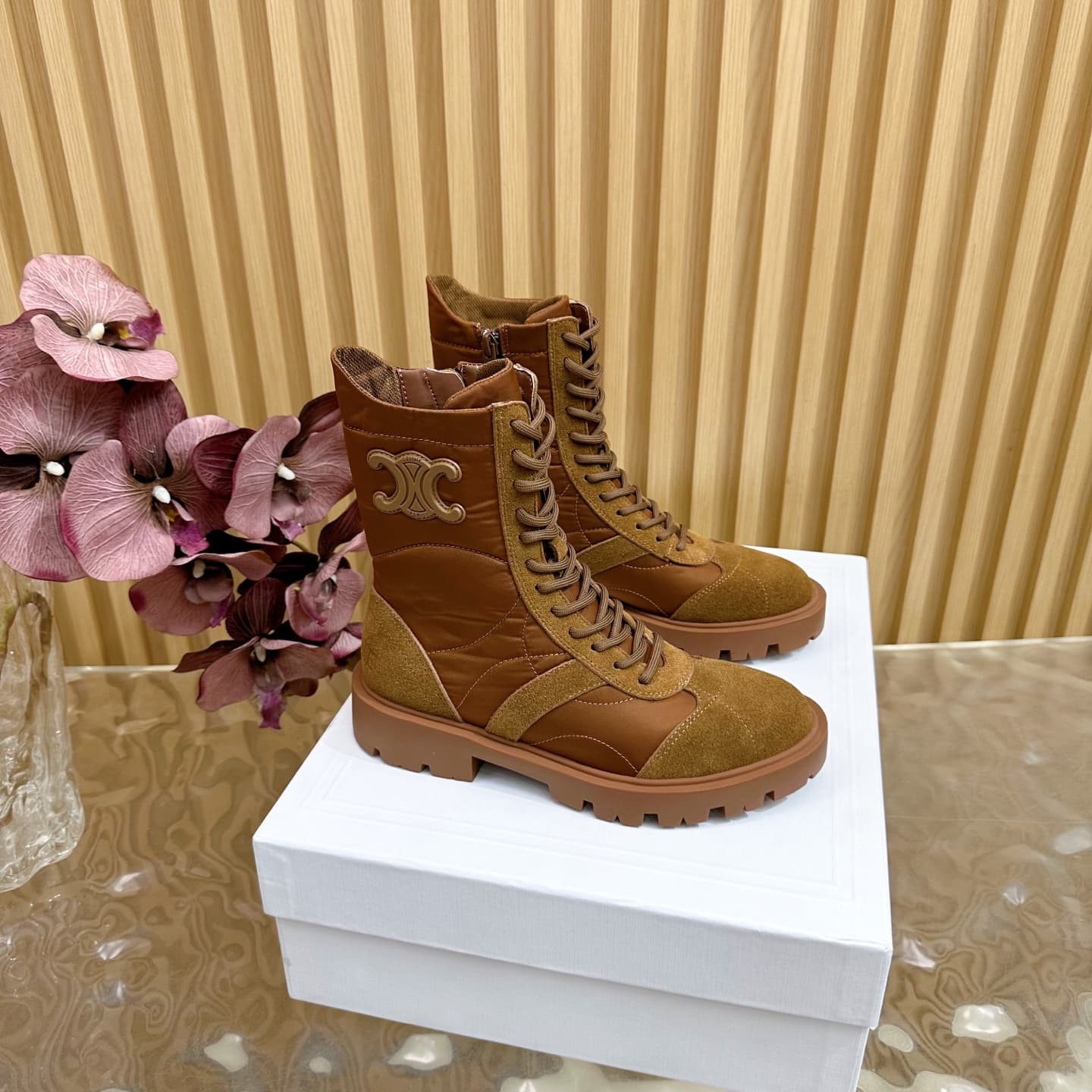 Celine MARGARET BOOT IN NYLON AND SUEDE CALFSKIN Shoes Women