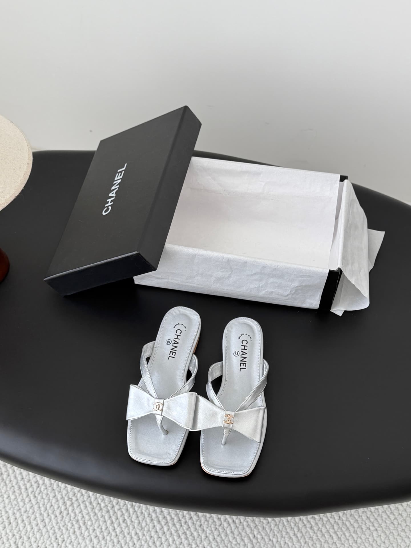 Chanel Bow Accent Sandals Shoes Women
