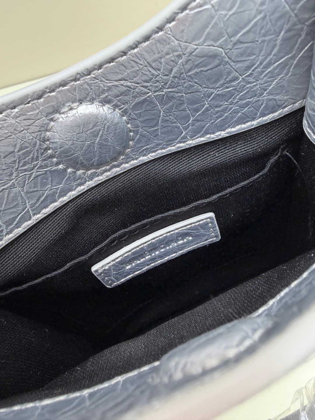 Balenciaga Le City Leather Tote Phone Holder Silver High