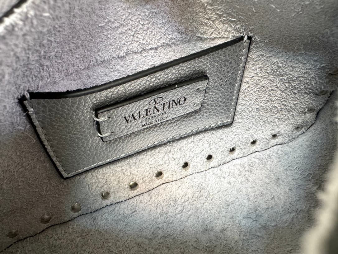 Valentino Garavani Mini Rockstud crossbody bag in metallic silver High