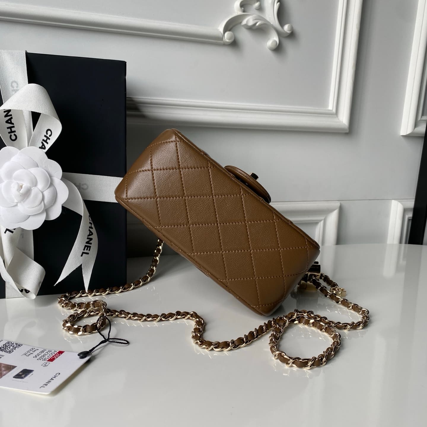 Chanel Mini Classic Flap Bag Lambskin & Gold-Tone Metal AS5758 Dark Brown High