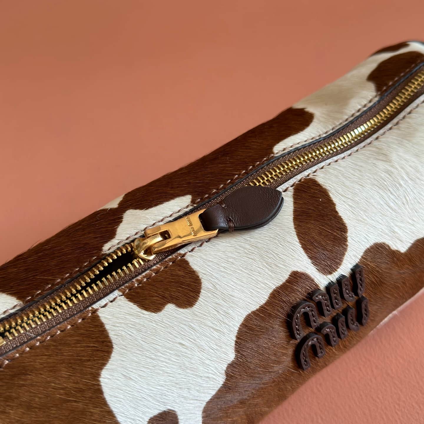 Miu Miu Printed leather pouch White/Burnt Sienna 5NE851 High