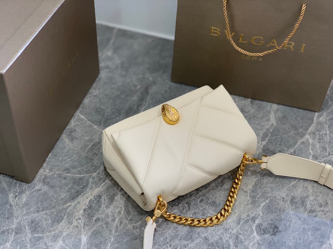BVLGARI Serpenti Cabochon Small Cross-body Bag White High