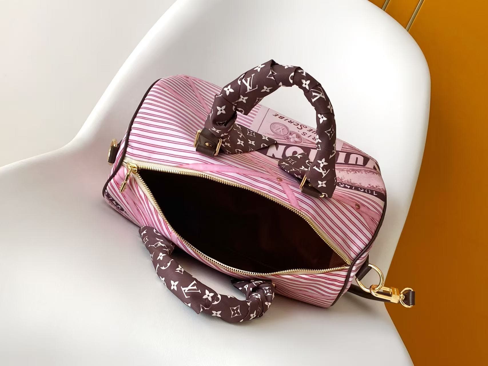 Louis Vuitton Speedy Soft 30 Beige/Pink Textile M28750 High
