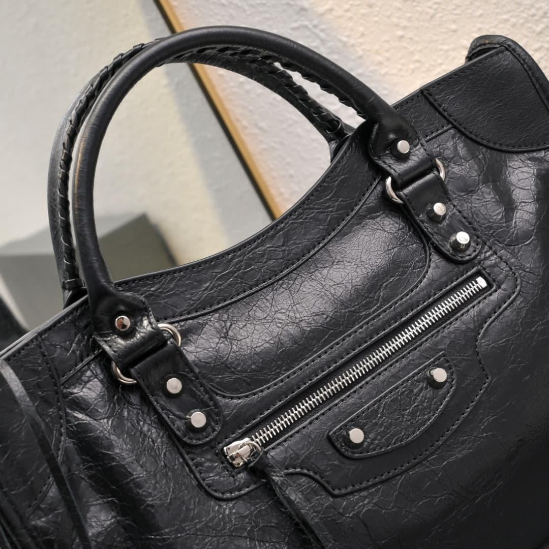 WOMEN'S LE CITY Medium Bag Silver Metal Black High