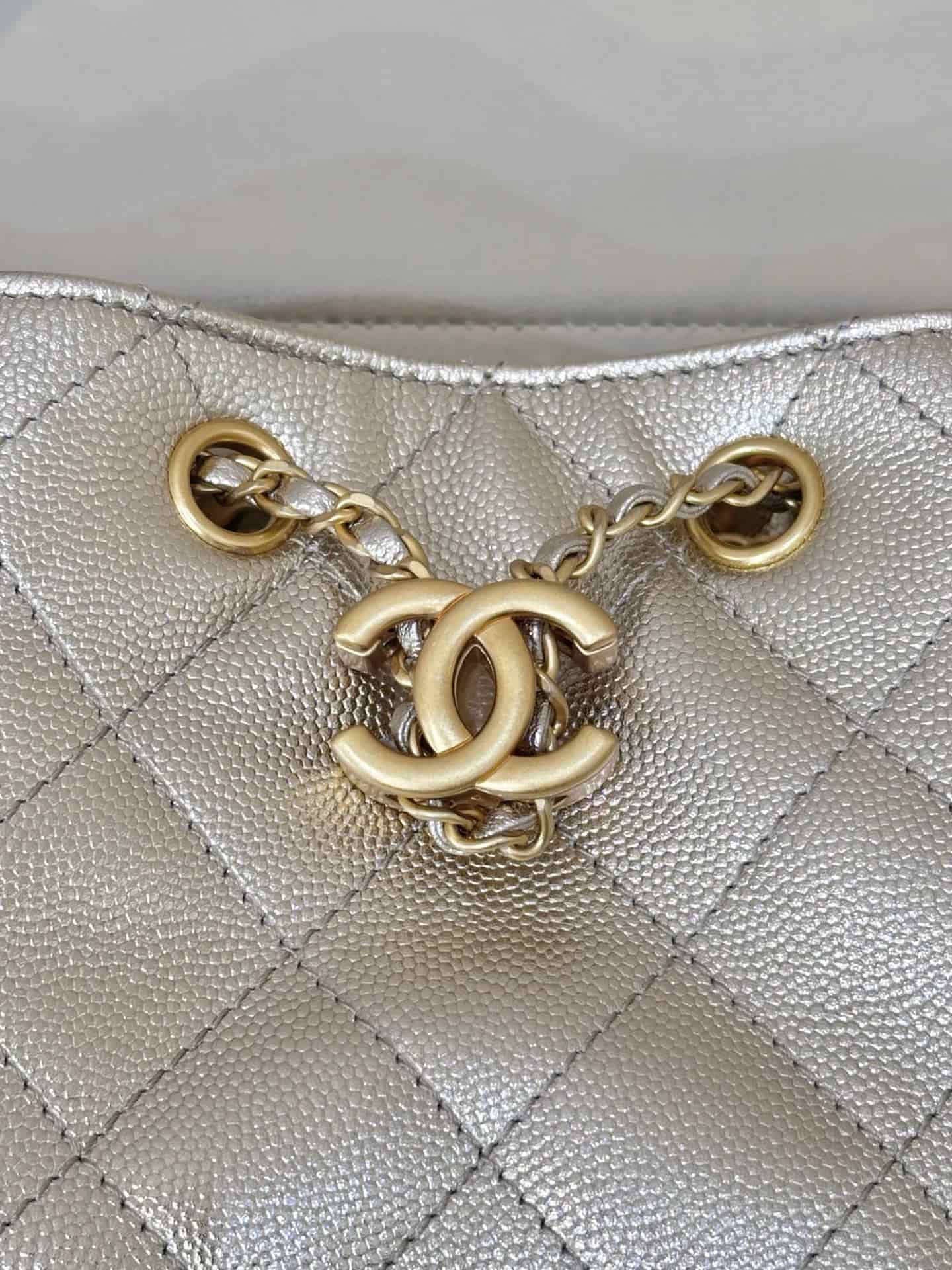 Chanel 25 Small Hobo handbag AS5293 Grained Calfskin & Gold-tone Metal Silver TOP