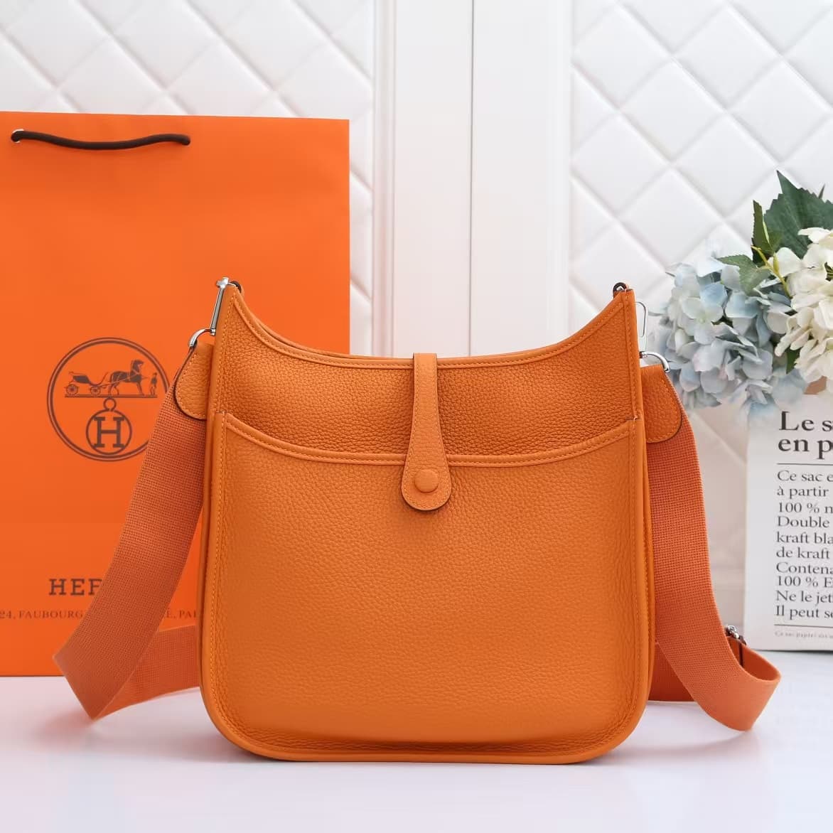 Hermes Evelyne III PM Bag Calfskin In Orange WAX High
