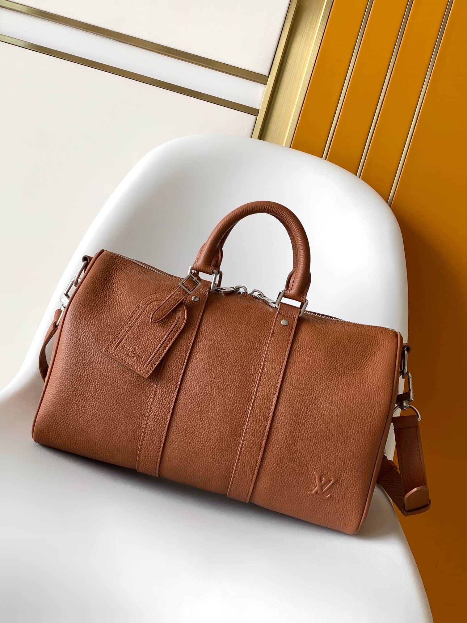 Louis Vuitton Keepall Bandoulière 35 LV Aerogram Tan Waxy calfskin M25980 High