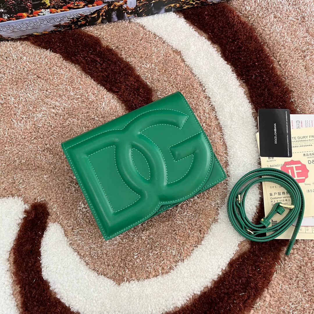 Dolce & Gabbana Green calf leather DG Logo crossbody bag high
