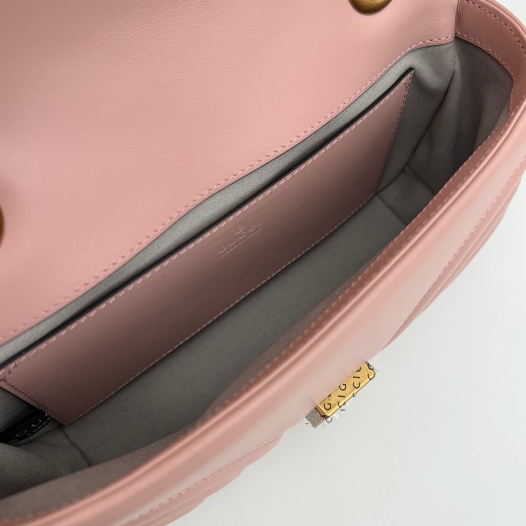GG Marmont mini New matelassé shoulder bag 446744 Pink High