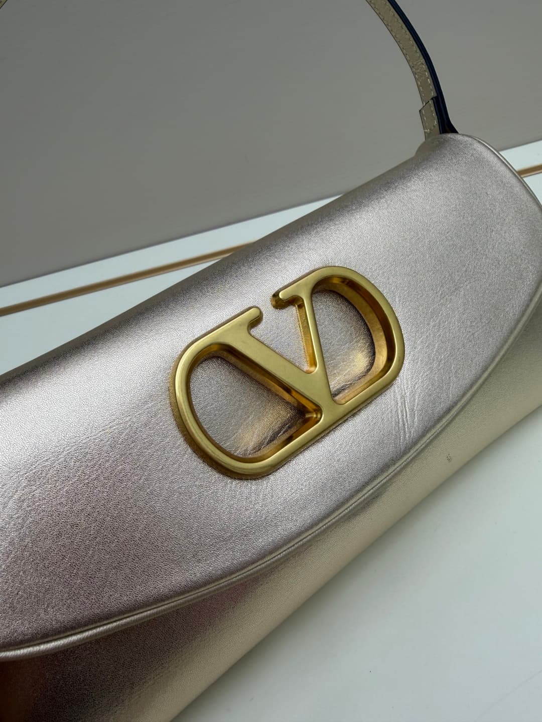 Valentino Garavani Devain Small Nappa Shoulder Bag Gold High