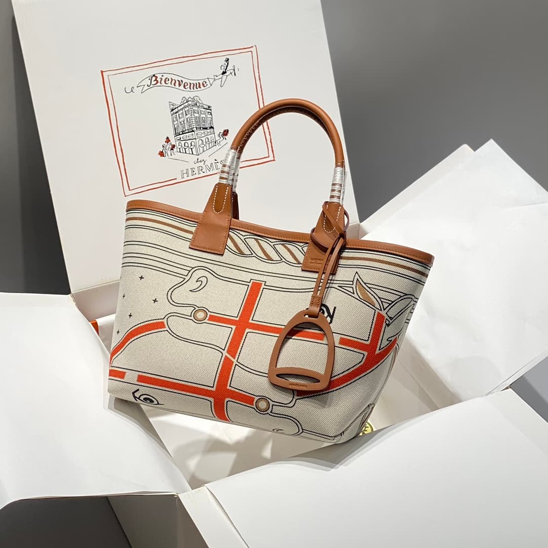 Hermes Steeple Bags Leather with Canvas WAX High