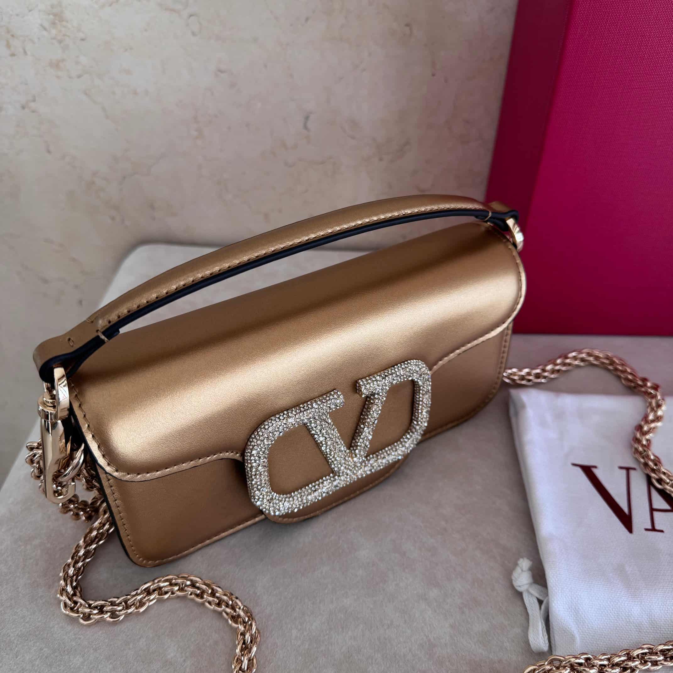 Valentino Garavani Locò Mini leather shoulder bag with crystal VLogo High