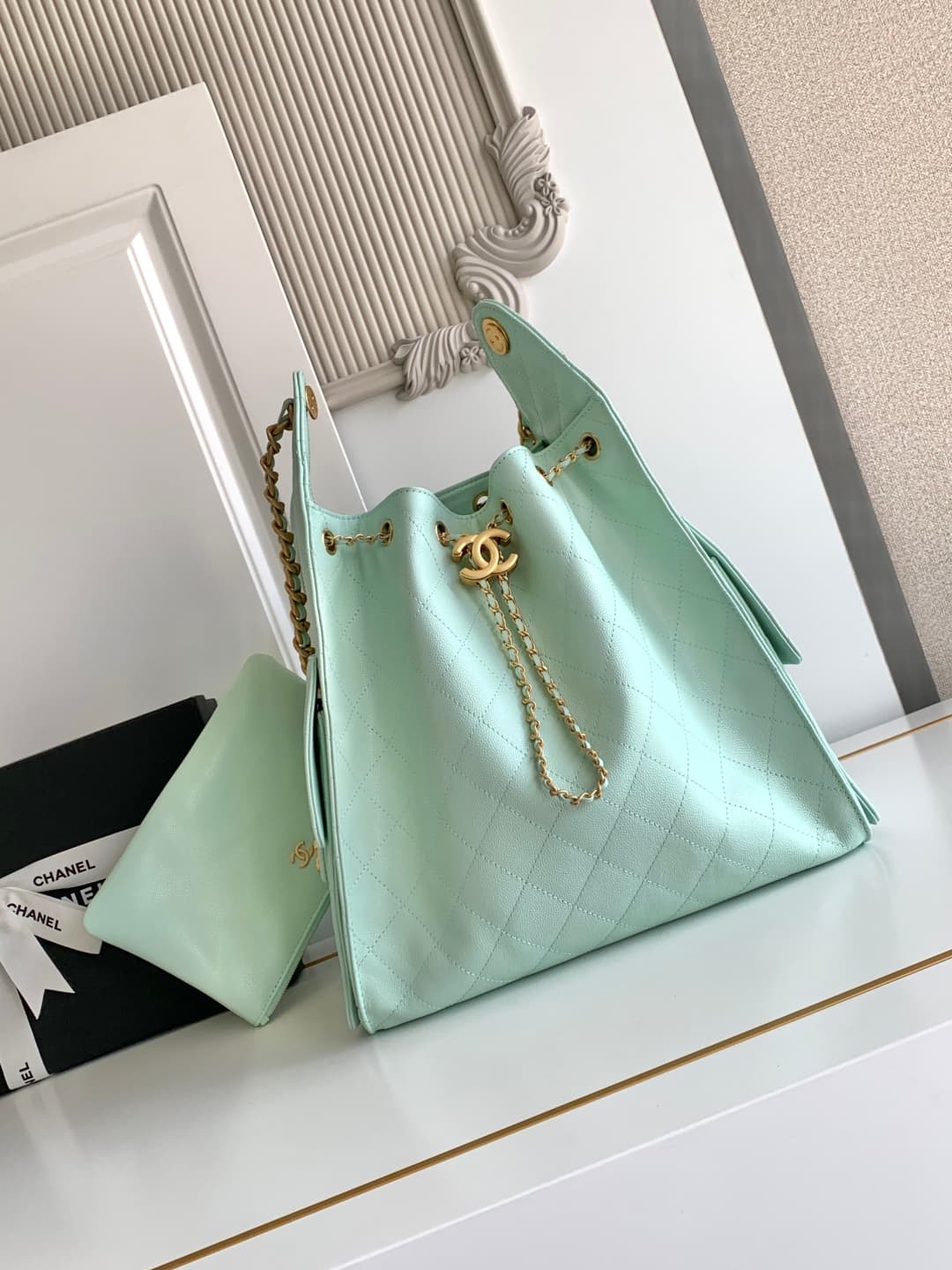 Chanel 25 Medium Hobo Medium handbag AS5311 Grained Calfskin & Gold-tone Metal Light Green A