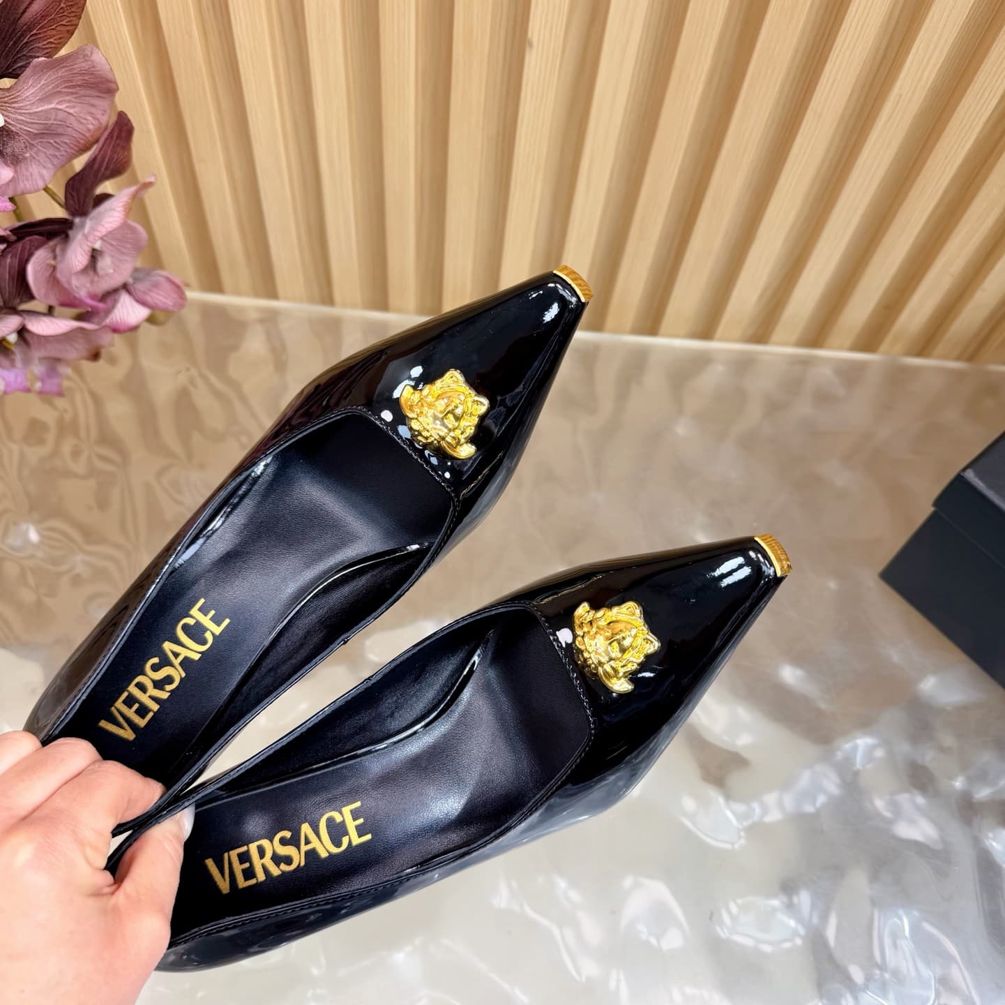 Versace La Medusa patent leather pumps shoes women