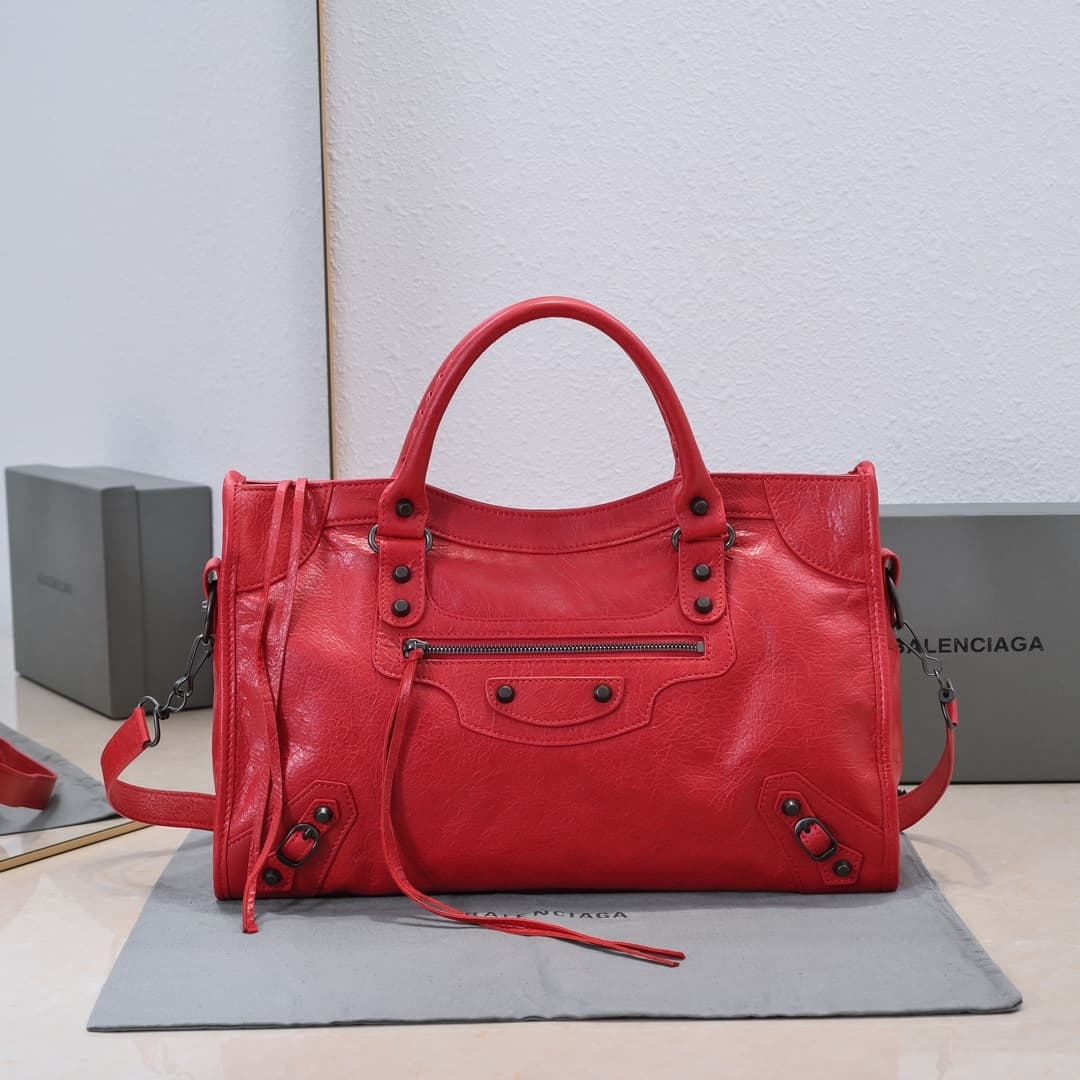 WOMEN'S LE CITY Medium Bag Black Metal Red High