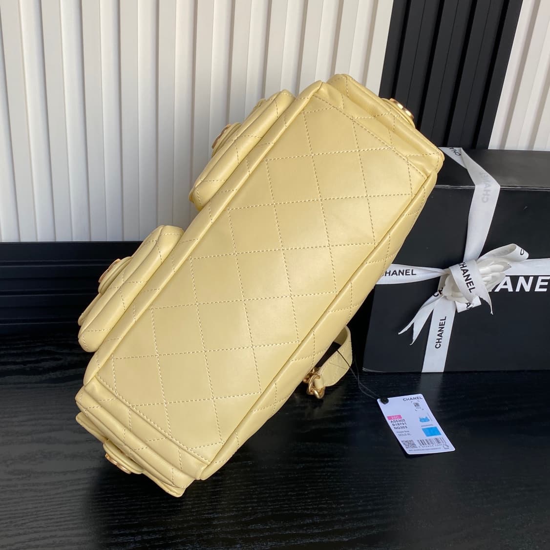Chanel Trendy Pockets Hobo Bag Lambskin & Gold Metal Yellow AS5302 A