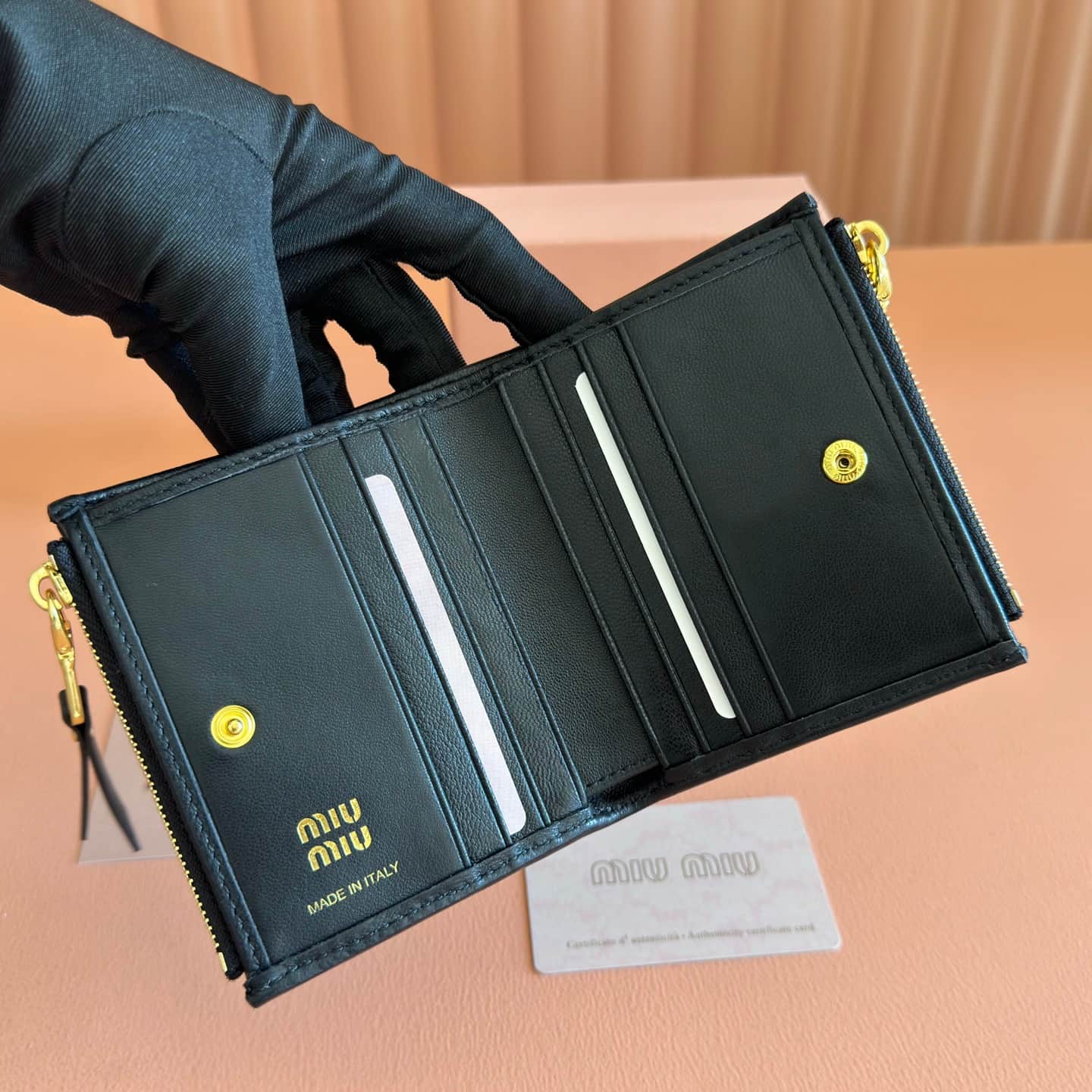 Miu Miu Begonia Black Matelassé Nappa Leather Wallet 5MV017 TOP