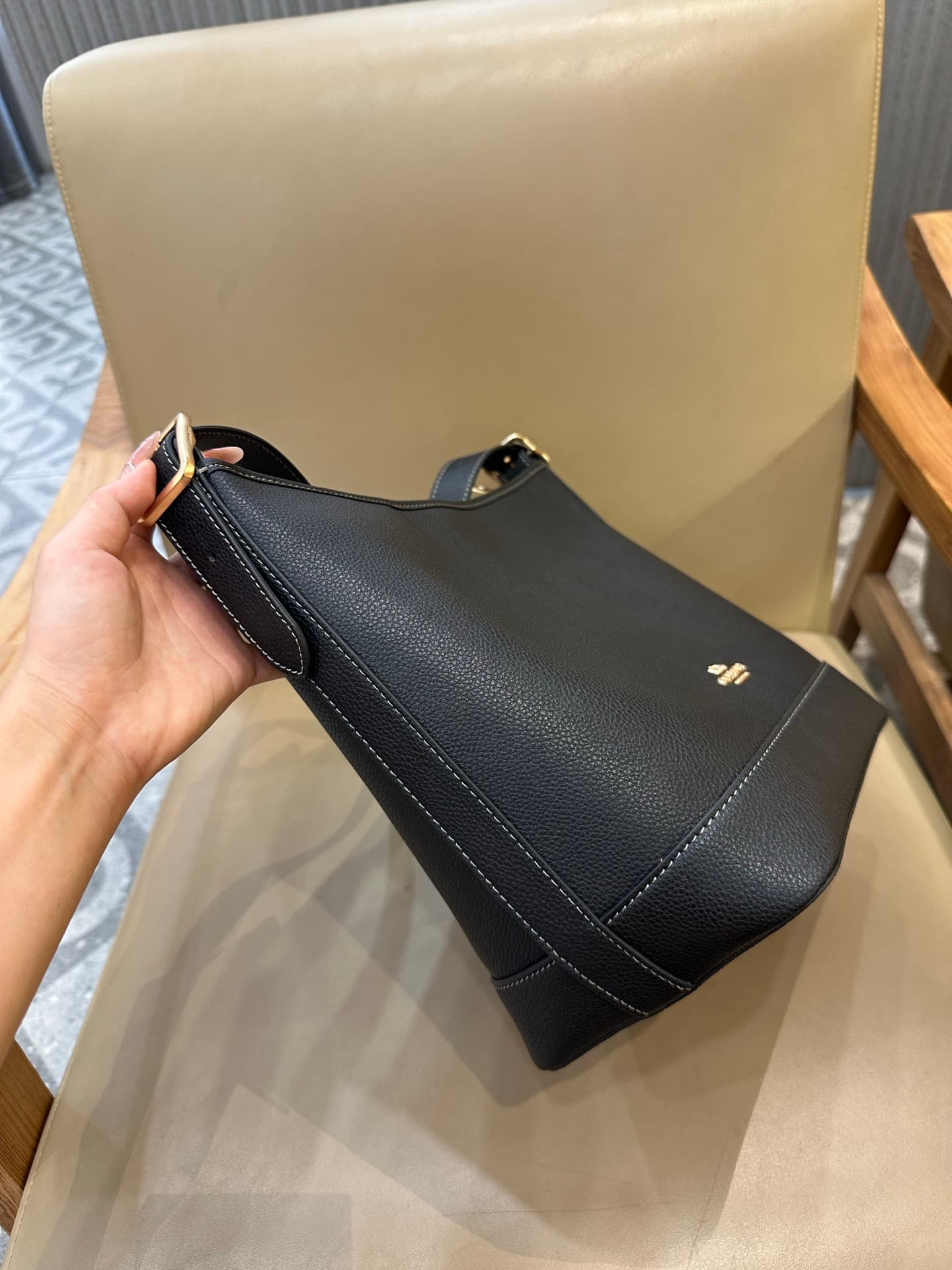 Coach Jude Duffle Bag in Grained Calfskin with Black Leather High