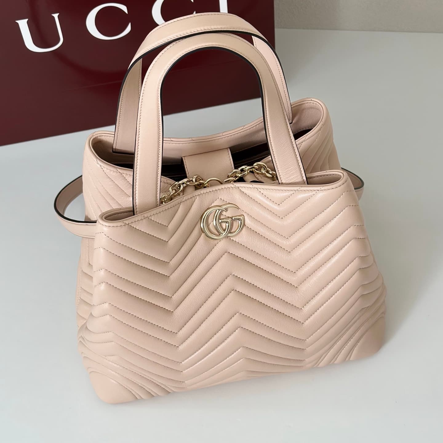 Gucci Betty medium tote bag 847387 pale pink leather High