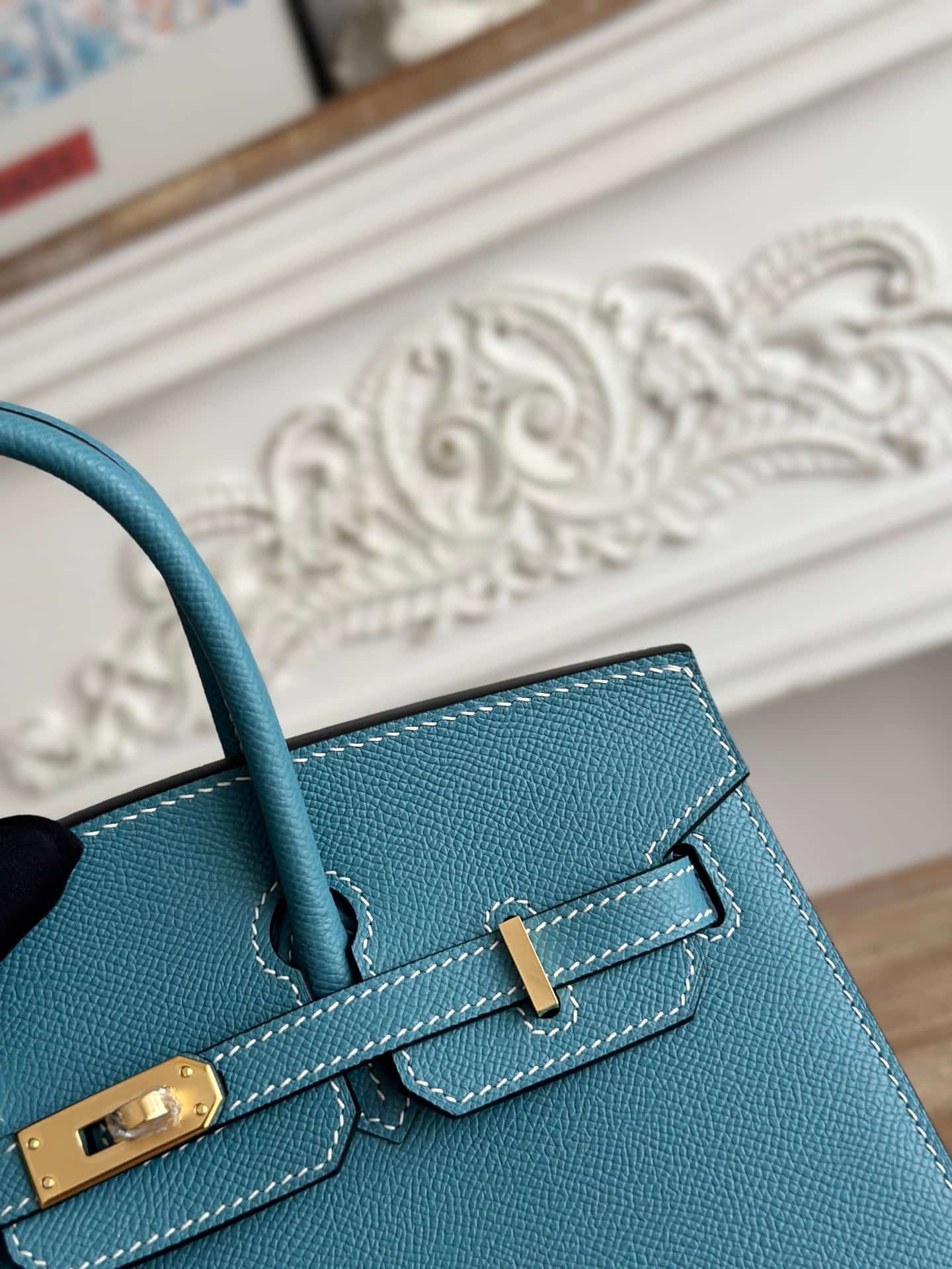 Hermes Birkin Sellier Bag 25/30cm Epsom Leather WAX Bleu Jean Gold-Metal High