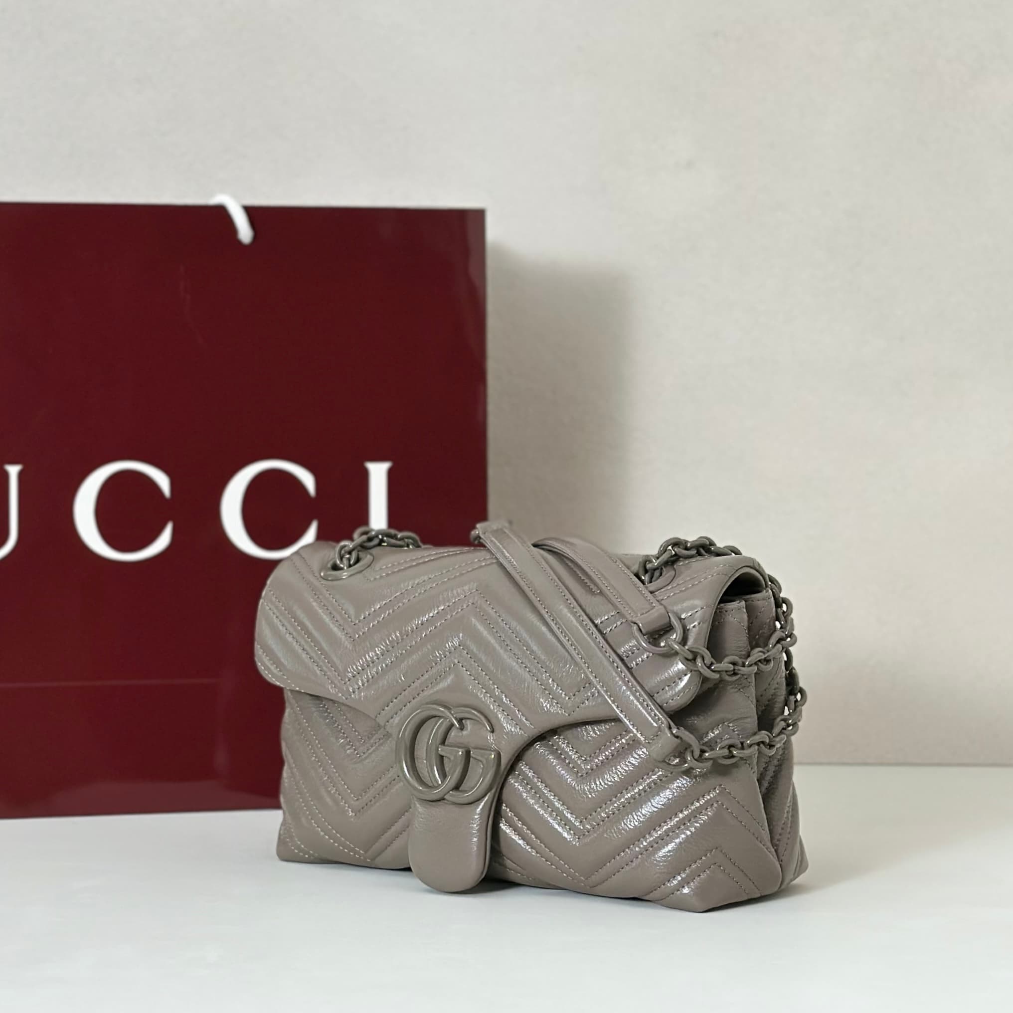 Gucci GG Marmont Small Shoulder Bag 855371 Grey High