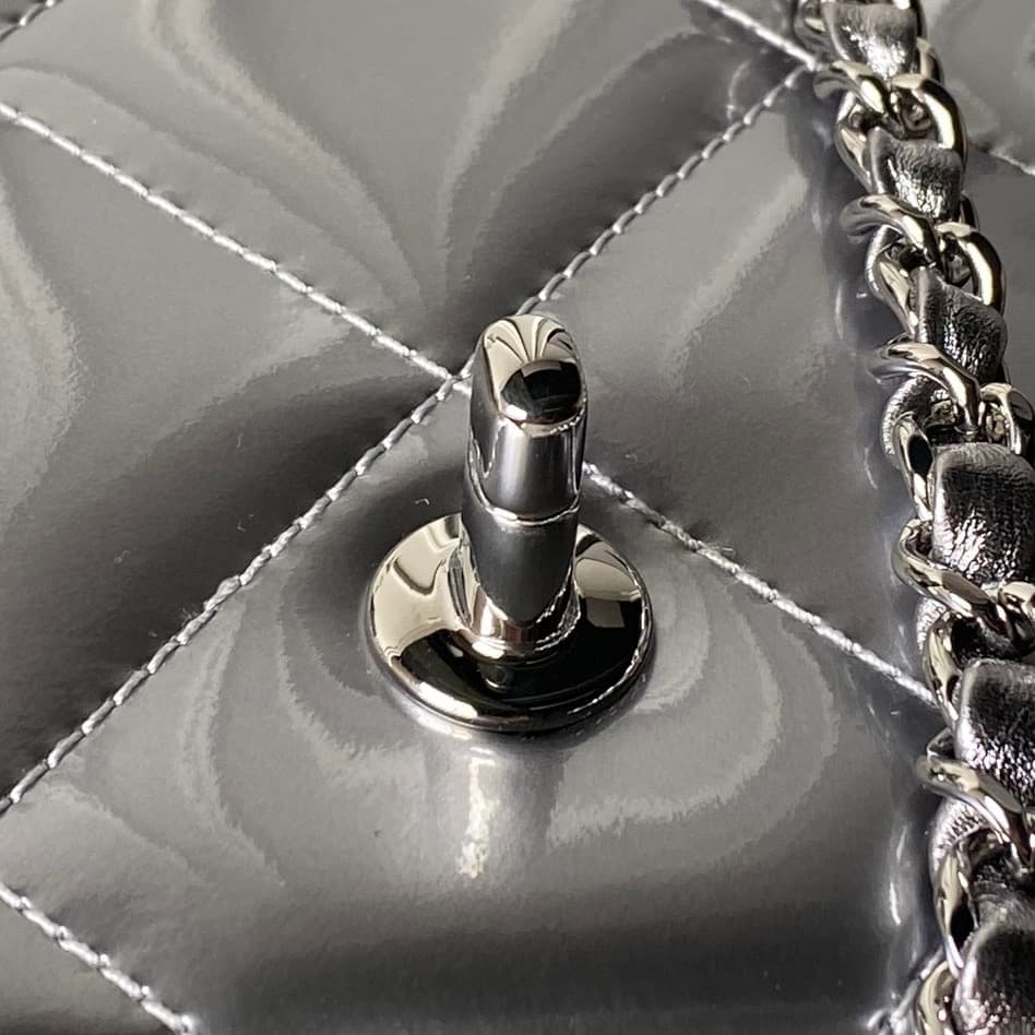 Chanel Mini Flap Bag with Top Handle Calfskin& Silver-tone Metal Silver AS5805 A