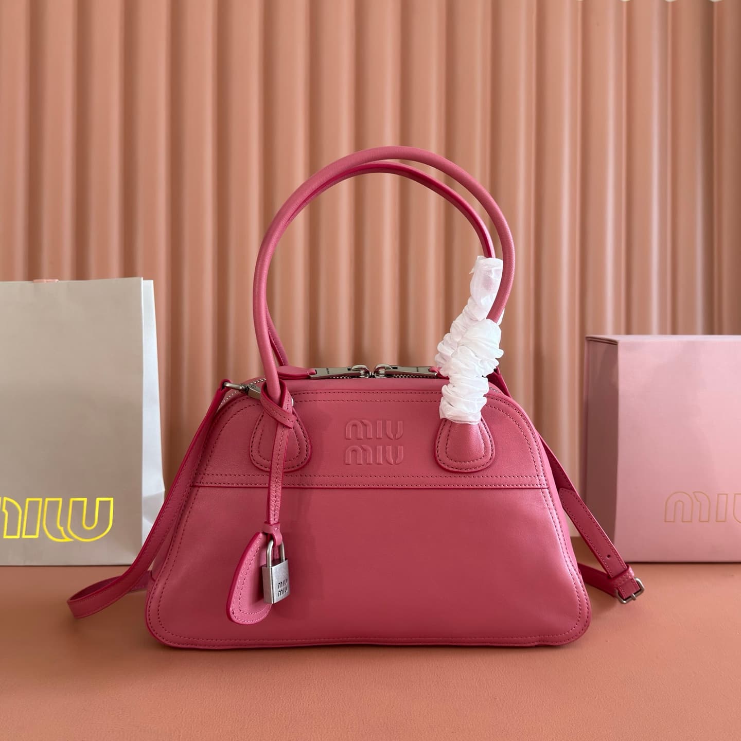 Miu Miu Vivant nappa leather bag Pink 5BB199 TOP