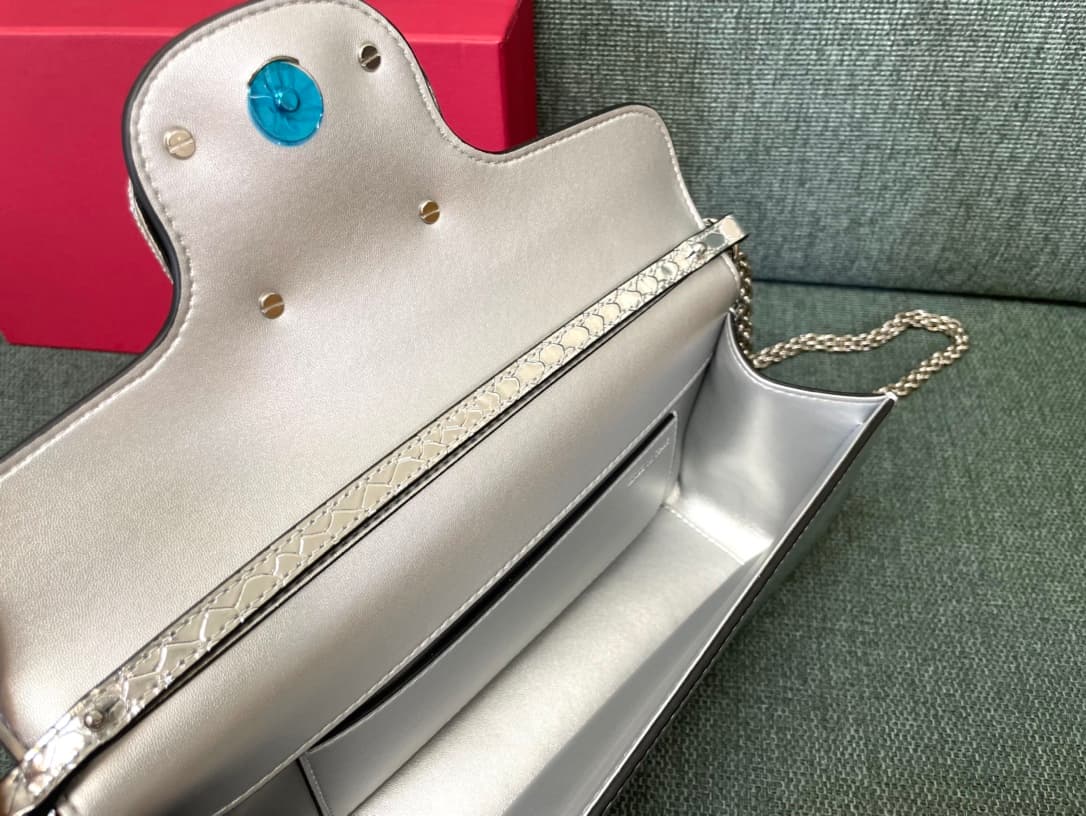 Valentino Garavani MINILOC small shoulder bag 1133S Calfskin Silver High