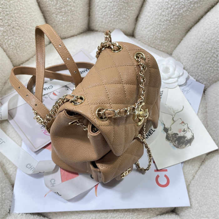 Chanel SMALL BACKPACK AS3787 Grained Shiny Calfskin & Gold-Tone Metal Caramel A