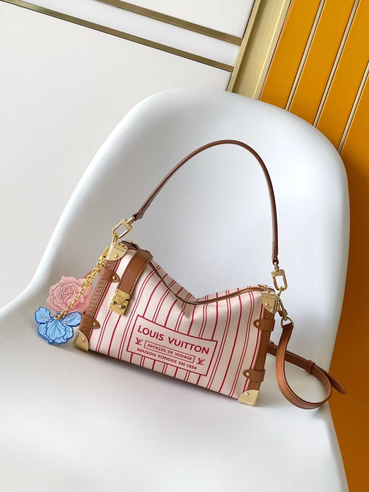 Louis Vuitton Side Trunk MM Beige Cream Canvas M28469 High