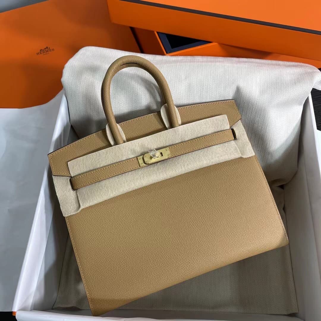 Hermes Birkin Sellier Bag 25/30cm Epsom Leather WAX Biscuit High