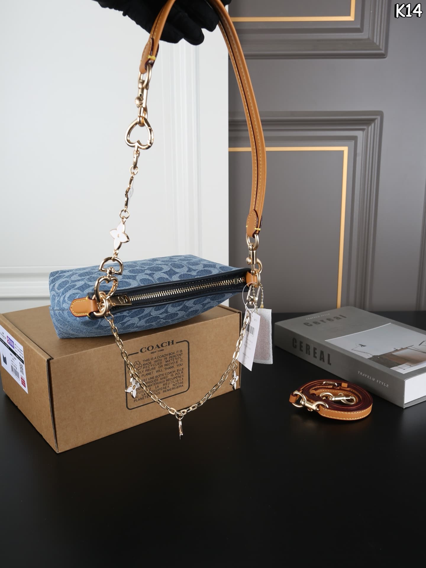 Coach Laurel Small Shoulder Bag Signature Denim  High