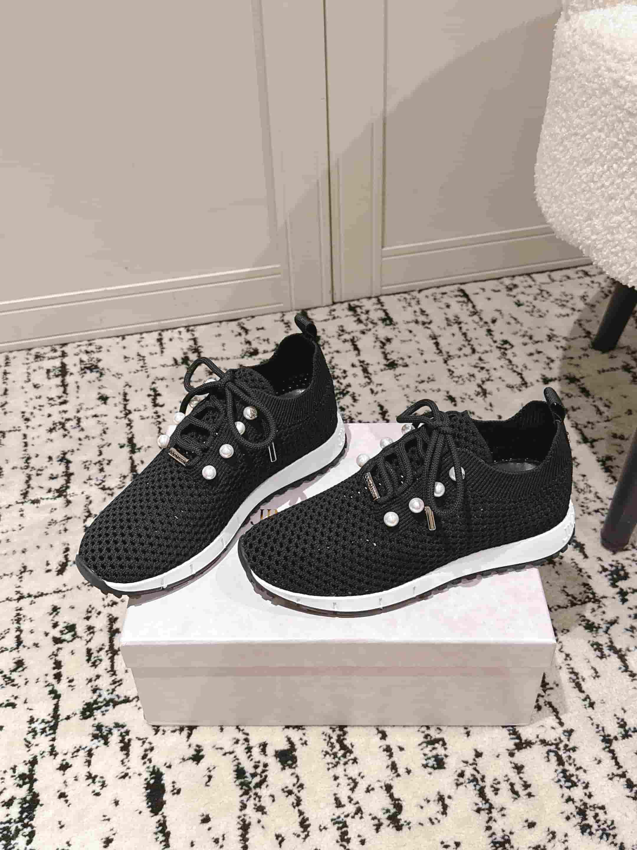 Jimmy Choo Veles Imitation Pearl Knit Sneaker Shoes Women