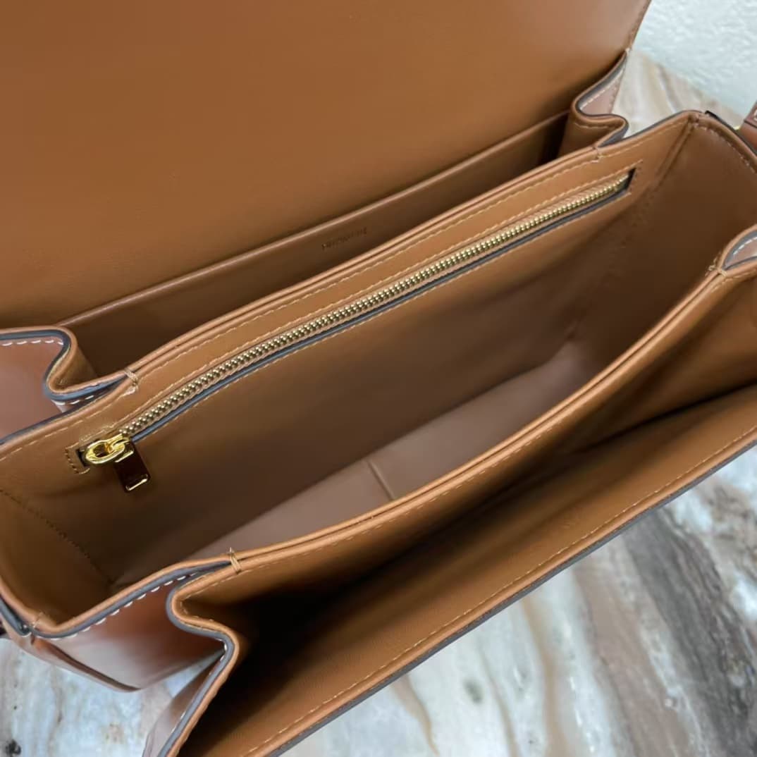 Celine Triomphe Medium Bag Calfskin Brown High