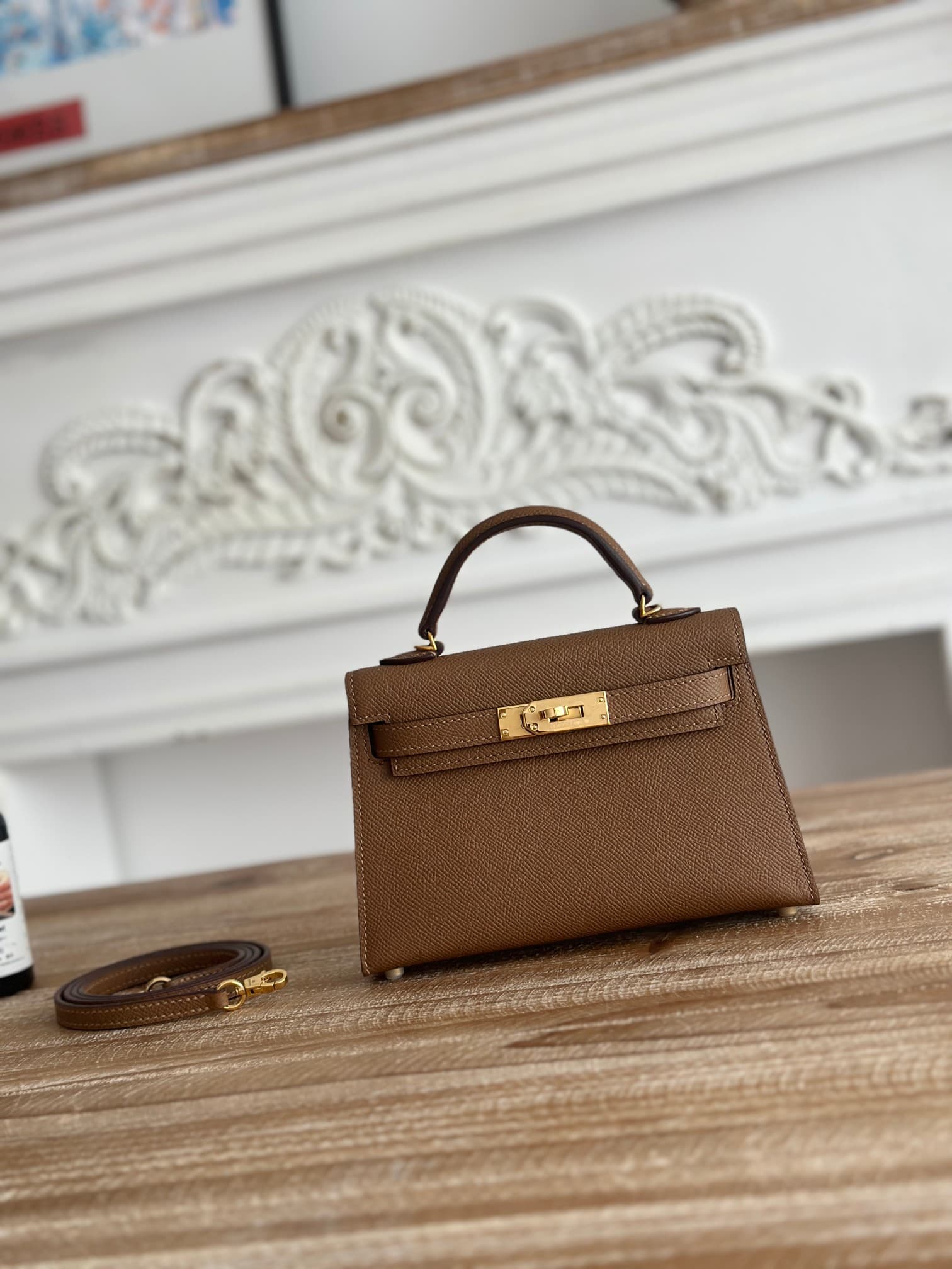Hermes Kelly Mini II Bag Epsom Leather WAX Weimar High