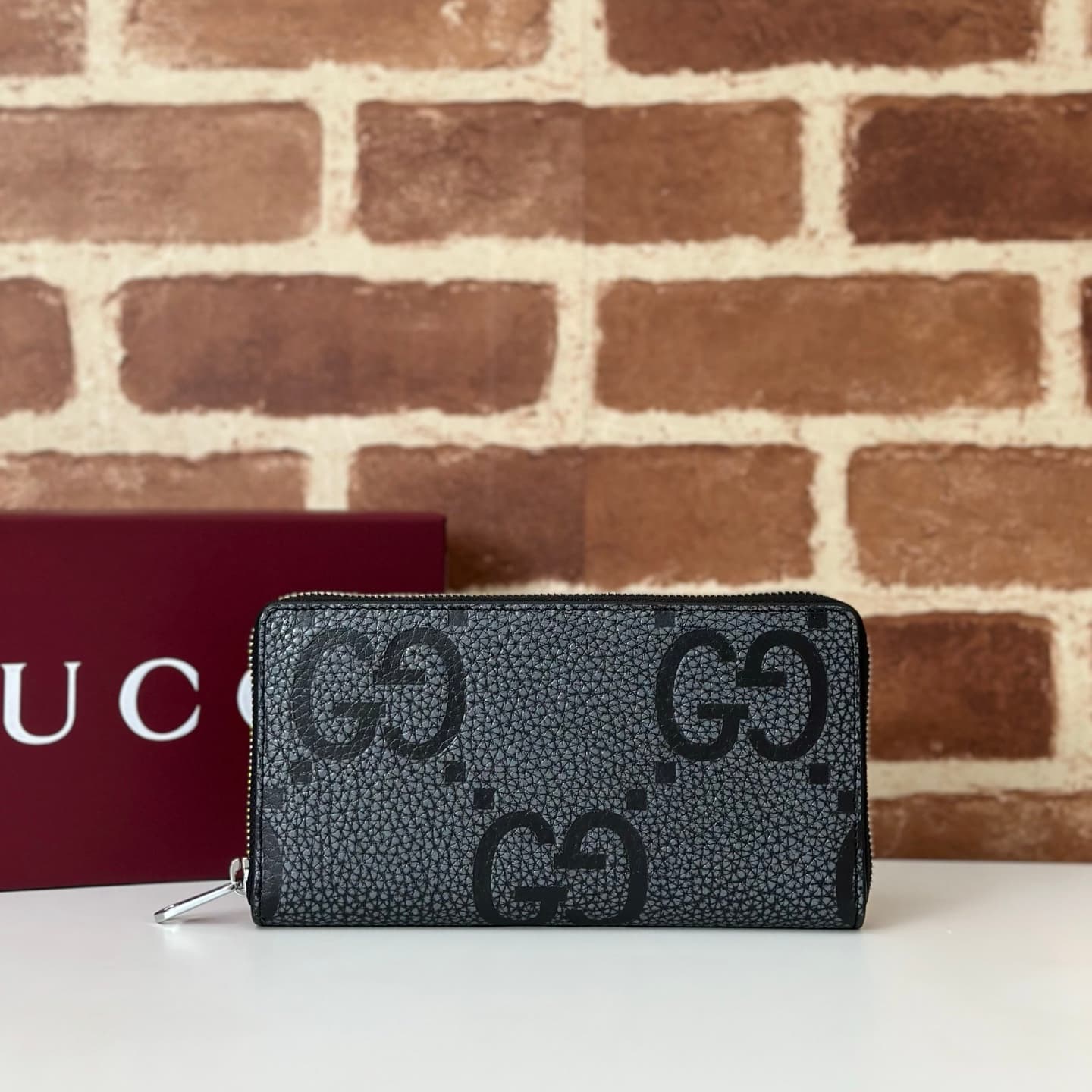 Gucci GG Jumbo zip around wallet Black 739484 High