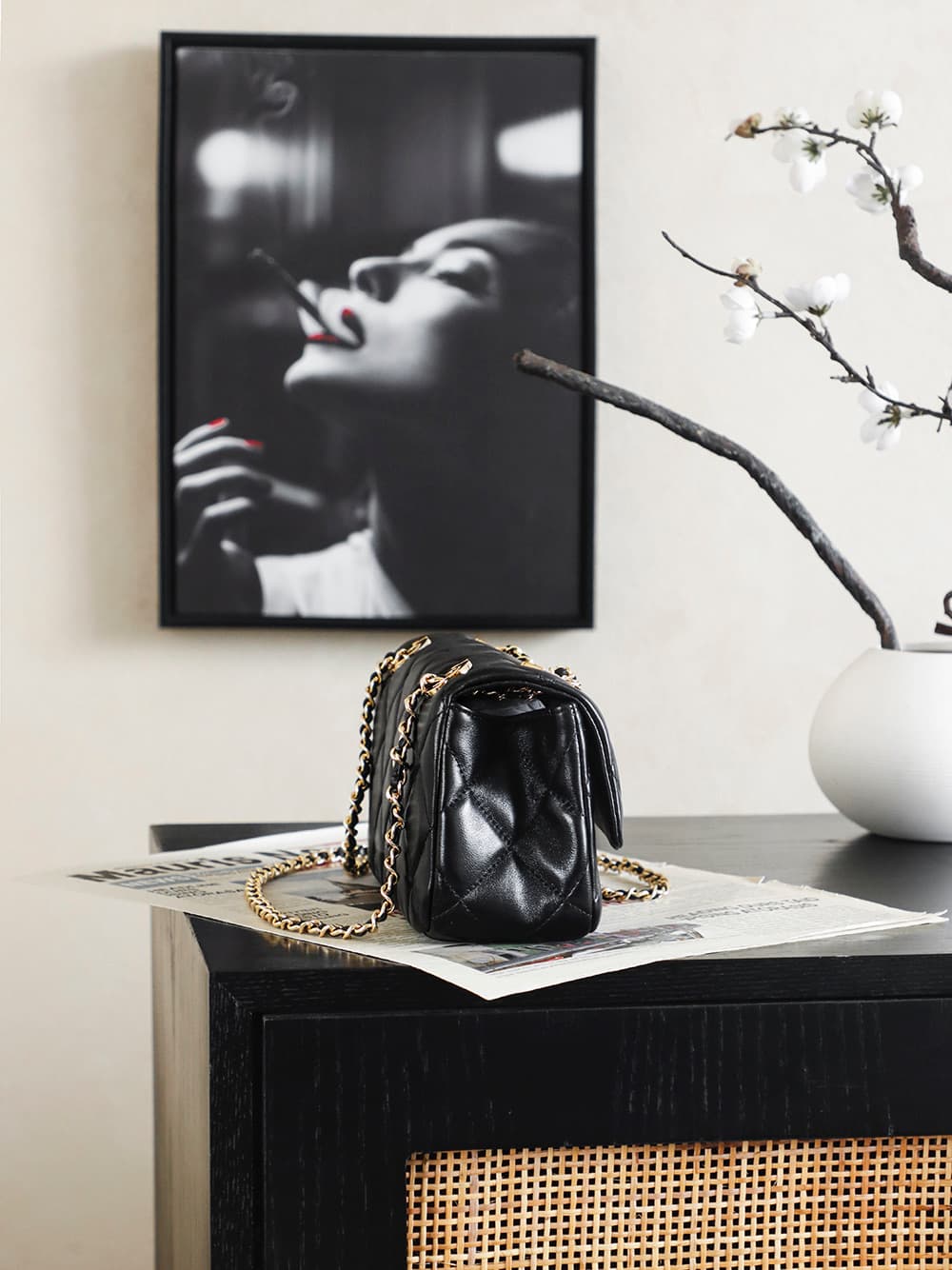 Chanel Flap Bag Lambskin & Gold-Tone Metal Black AS6449 A