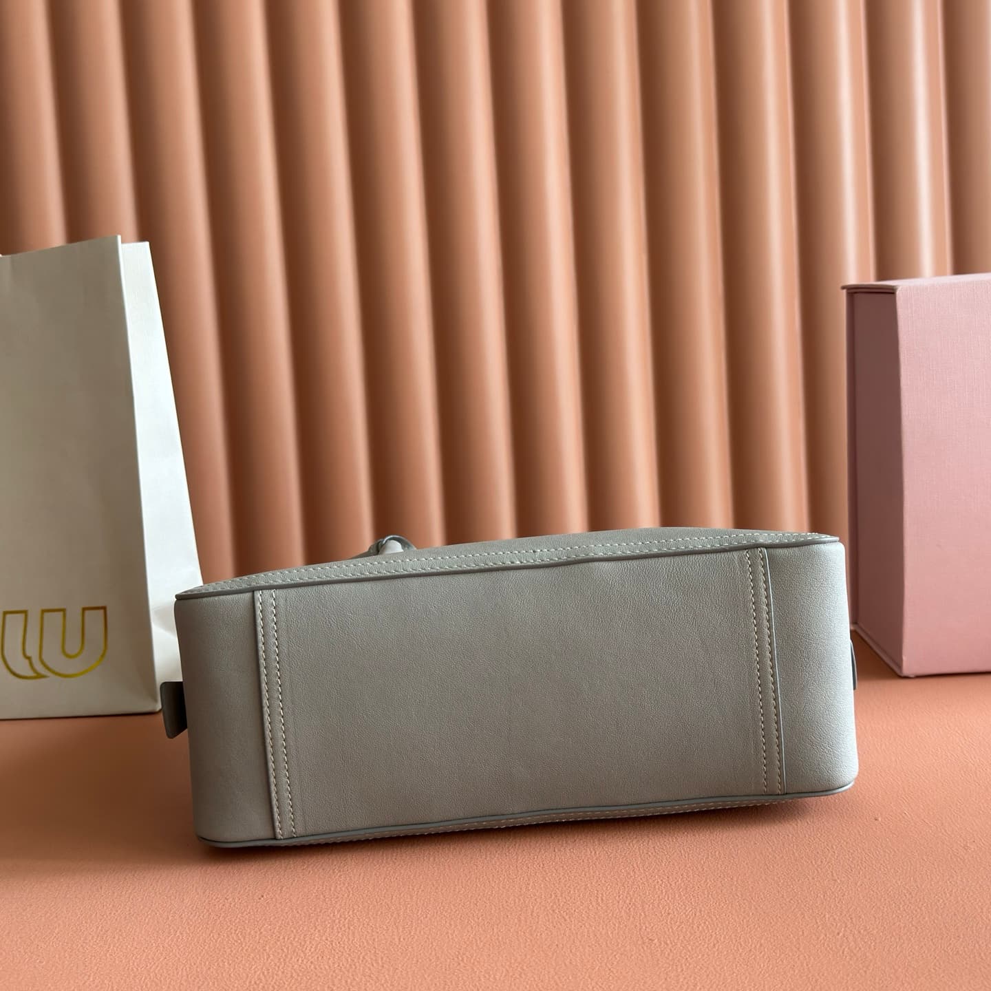 Miu Miu Vivant nappa leather bag Grey 5BB200 TOP