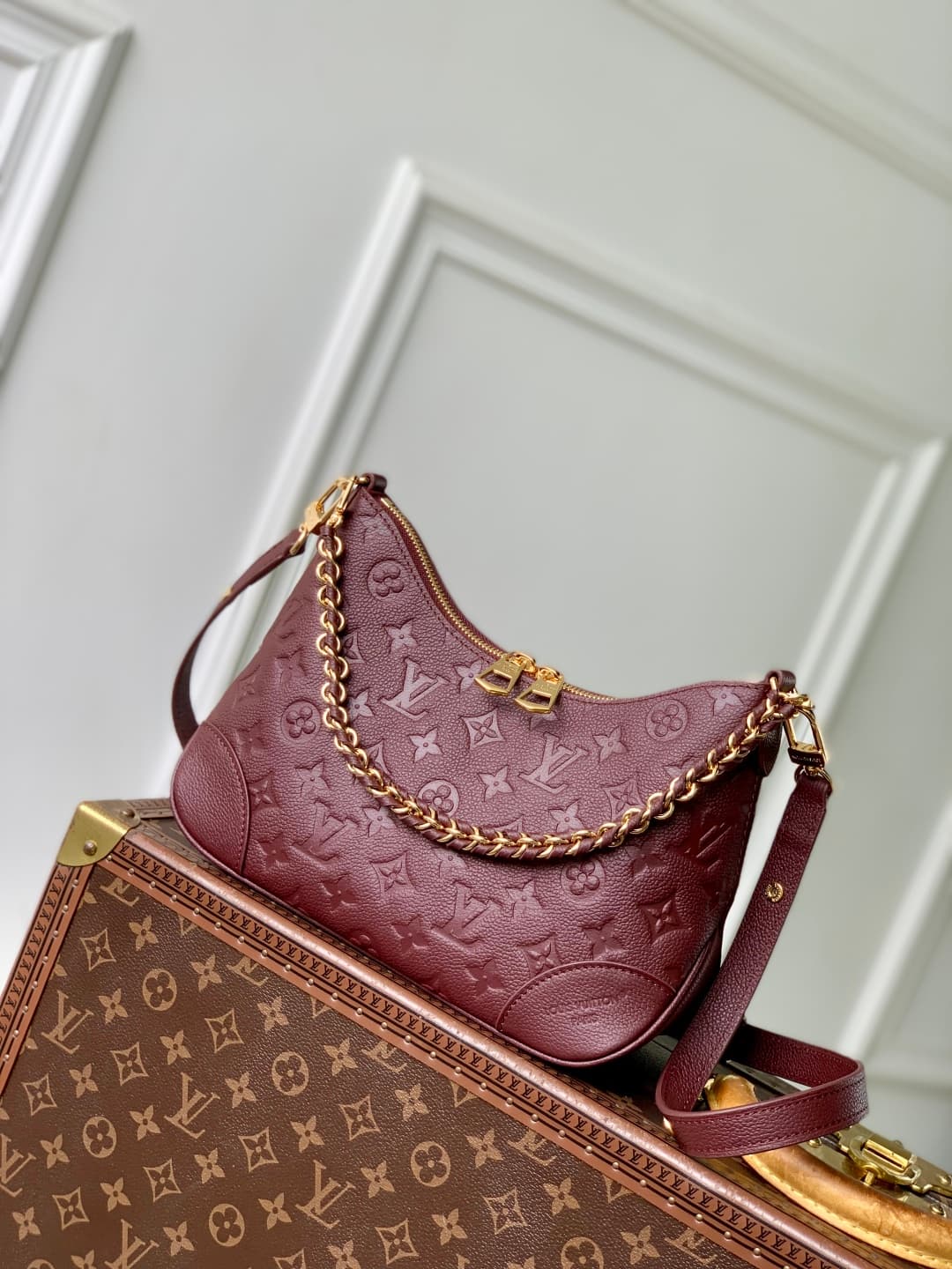 Louis Vuitton Boulogne PM Monogram Empreinte Leather M12930 Wine Red High