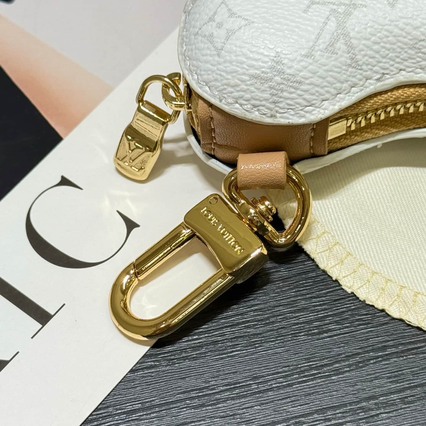 Louis Vuitton Monogram Bone LV Lovers Bag Charm and Key Holder