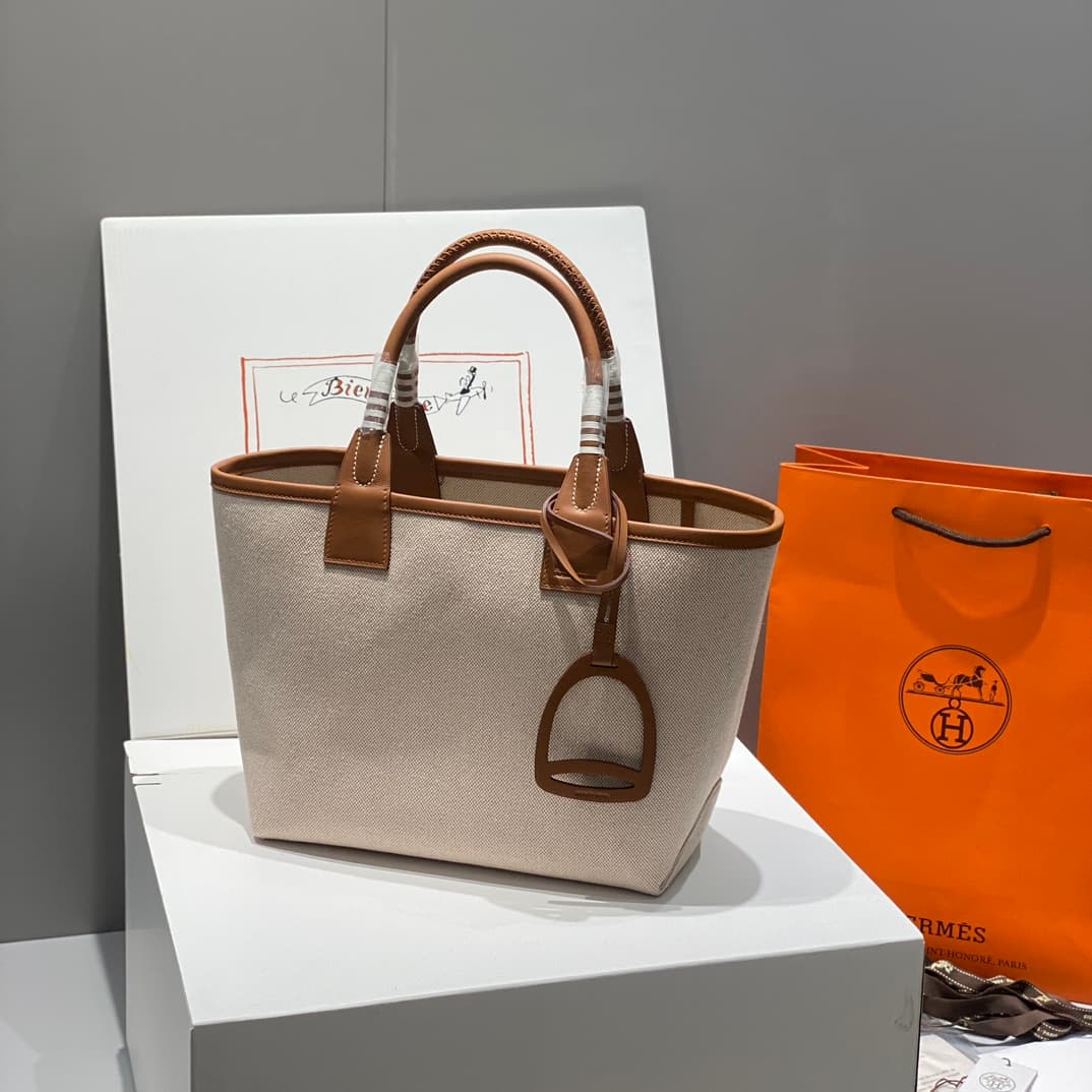 Hermes Steeple Bags Leather with Canvas WAX High